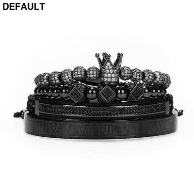 Hot Sale Classical Handmade Braiding Bracelet Gold Hip Hop Men Pave CZ Zircon Crown Roman Numeral Luxury Jewelry