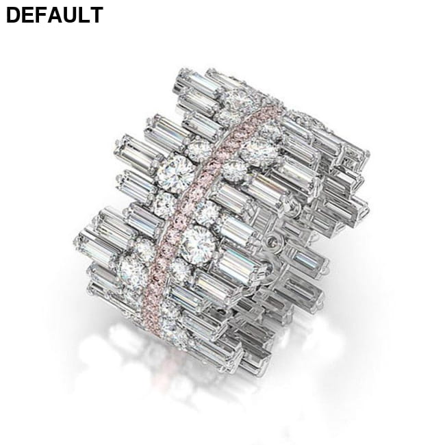 Huitan Luxury Irregularity Shape Love Ring for Women Micro 6 / F216 / Silver Plated Sterling Rings