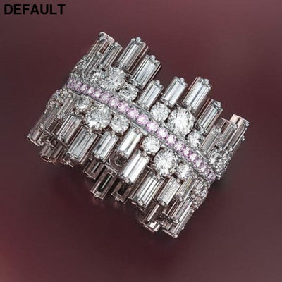 Huitan Luxury Irregularity Shape Love Ring for Women Micro Paved Round Square Cubic Zirconia Wedding Engage Trendy