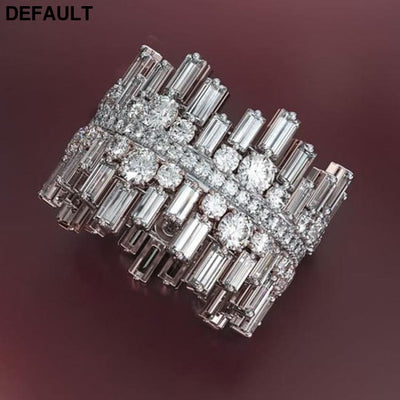 Huitan Luxury Irregularity Shape Love Ring for Women Micro Paved Round Square Cubic Zirconia Wedding Engage Trendy