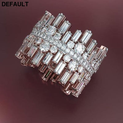 Huitan Luxury Irregularity Shape Love Ring for Women Micro Paved Round Square Cubic Zirconia Wedding Engage Trendy
