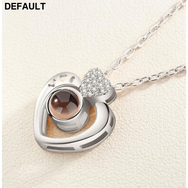 I Love You Projection Charm Pendant Necklaces Heart-shaped 2 Sterling Silver