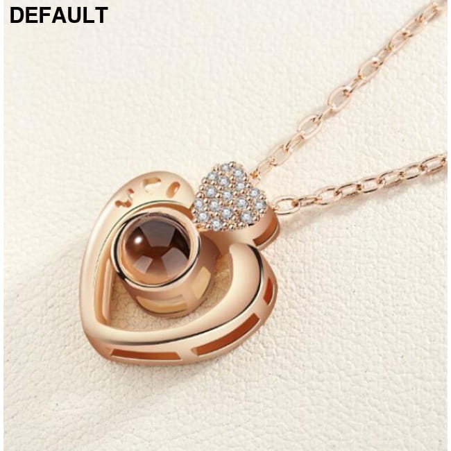 I Love You Projection Charm Pendant Necklaces Heart-shaped 3 Sterling Silver