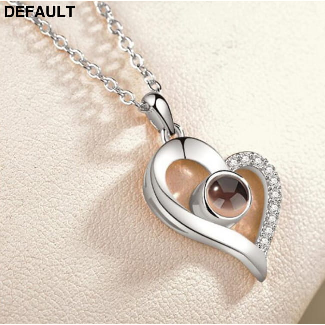I Love You Projection Charm Pendant Necklaces Heart-shaped 6 Sterling Silver