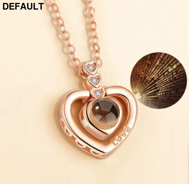 I Love You Projection Charm Pendant Necklaces Heart-shaped Crystal Wedding Ladies Necklace 1 Sterling Silver