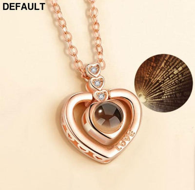 I Love You Projection Charm Pendant Necklaces Heart-shaped Crystal Wedding Ladies Necklace 1 Sterling Silver