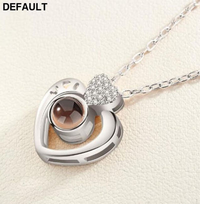 I Love You Projection Charm Pendant Necklaces Heart-shaped Crystal Wedding Ladies Necklace 2 Sterling Silver