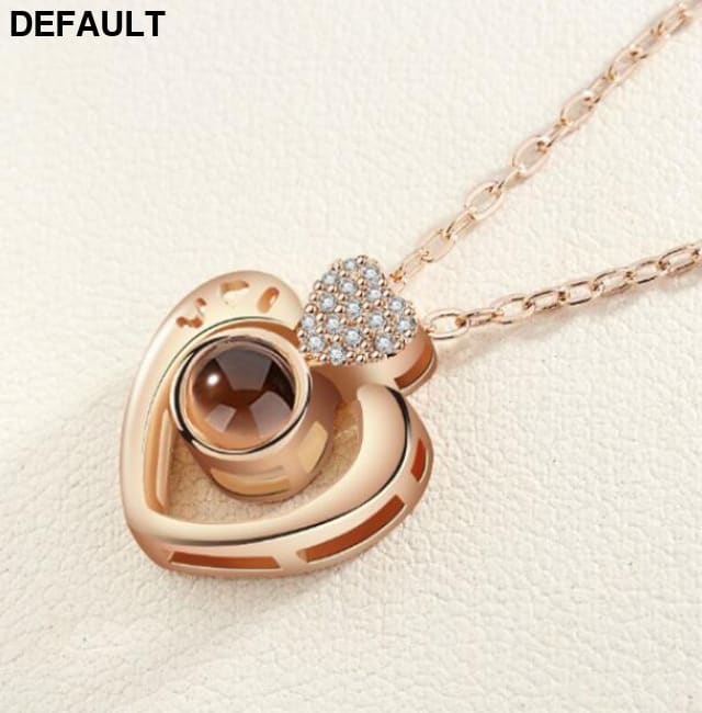 I Love You Projection Charm Pendant Necklaces Heart-shaped Crystal Wedding Ladies Necklace 3 Sterling Silver