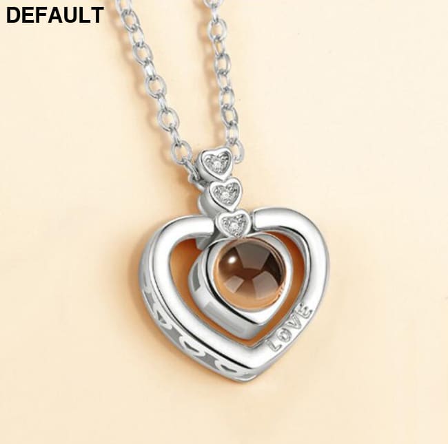 I Love You Projection Charm Pendant Necklaces Heart-shaped Crystal Wedding Ladies Necklace 4 Sterling Silver