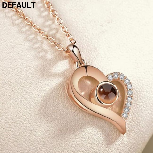 I Love You Projection Charm Pendant Necklaces Heart-shaped Crystal Wedding Ladies Necklace 5 Sterling Silver