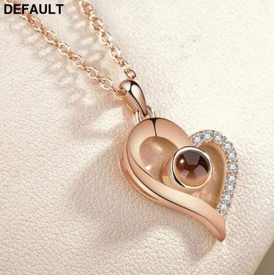 I Love You Projection Charm Pendant Necklaces Heart-shaped Crystal Wedding Ladies Necklace 5 Sterling Silver