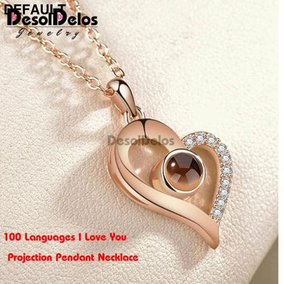 I Love You Projection Charm Pendant Necklaces Heart-shaped Crystal Wedding Ladies Necklace Sterling Silver
