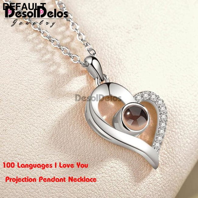 I Love You Projection Charm Pendant Necklaces Heart-shaped Sterling Silver