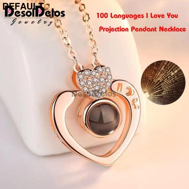 I Love You Projection Charm Pendant Necklaces Heart-shaped Sterling Silver