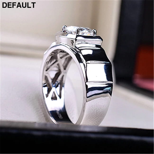 Imitation Mosan Diamond Resizable Men’s Ring Plated / White Golden Men Rings