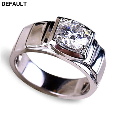 Imitation Mosan Diamond Resizable Men’s Ring Plated With 18K Platinum Four-Claw Inlaid Trapezoidal Design Tidy Men