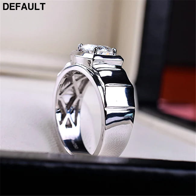 Imitation Mosan Diamond Resizable Men’s Ring Plated / White Golden Men Rings
