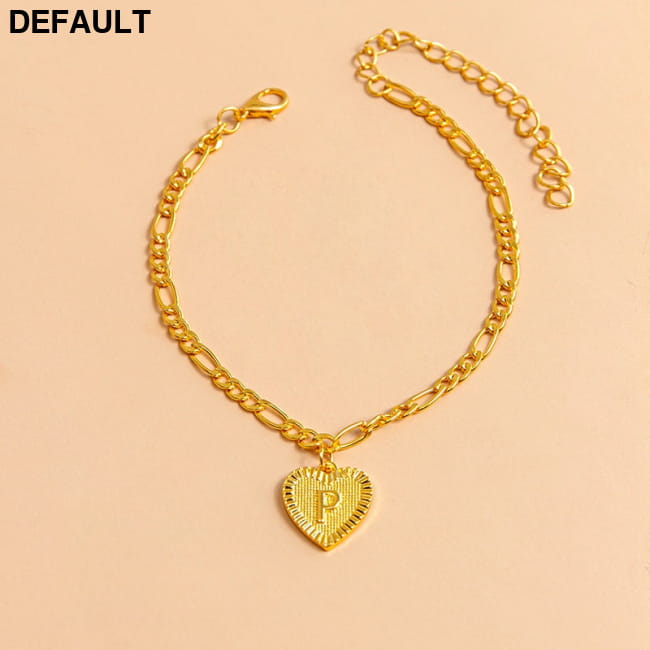Initial Letter Anklet Gold Color Heart Pendant Foot P Women Bracelets Best Selling Products