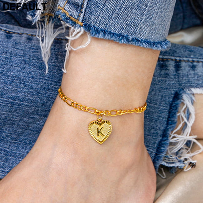 Initial Letter Anklet Gold Color Heart Pendant Foot Women Bracelets Best Selling Products