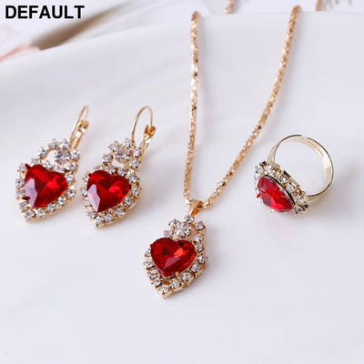 Jewelry Sets Women Wedding Set for Brides Gold-Color Zirconia Earring Pendant Necklace Ring 1 Sterling Silver Necklaces
