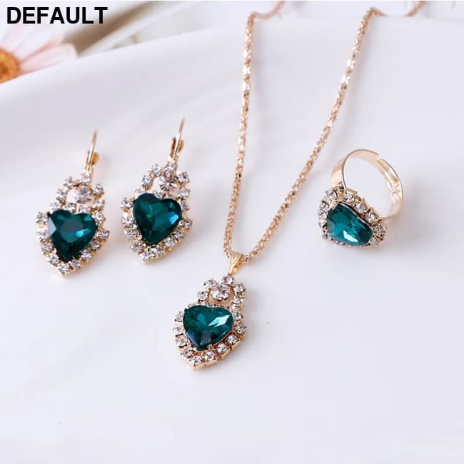 Jewelry Sets Women Wedding Set for Brides Gold-Color Zirconia Earring Pendant Necklace Ring 2 Sterling Silver Necklaces