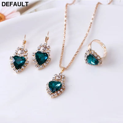 Jewelry Sets Women Wedding Set for Brides Gold-Color Zirconia Earring Pendant Necklace Ring 2 Sterling Silver Necklaces