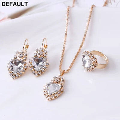 Jewelry Sets Women Wedding Set for Brides Gold-Color Zirconia Earring Pendant Necklace Ring 4 Sterling Silver Necklaces