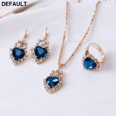 Jewelry Sets Women Wedding Set for Brides Gold-Color Zirconia Earring Pendant Necklace Ring 6 Sterling Silver Necklaces