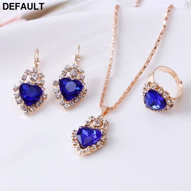Jewelry Sets Women Wedding Set for Brides Gold-Color Zirconia Earring Pendant Necklace Ring Sterling Silver Necklaces
