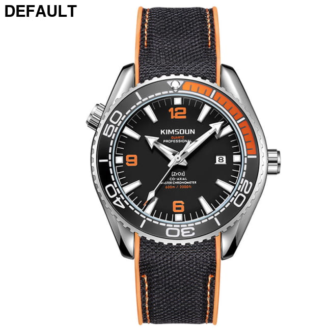 Kingston high-grade watch quartz luminous waterproof Silver shell orange ring black side - adhesive tape / CN Men Sport