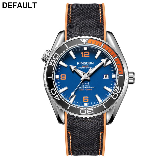 Kingston high-grade watch quartz luminous waterproof Silver shell orange ring blue surface - adhesive tape / CN Men