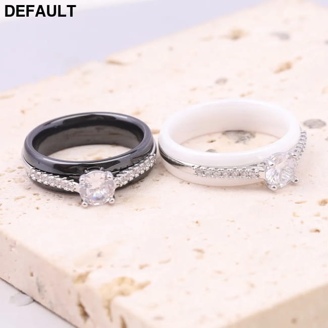 Kolmnsta 6mm Sparkling 4 Claws Round Zircon Ceramic Rings Wedding Best Selling Products