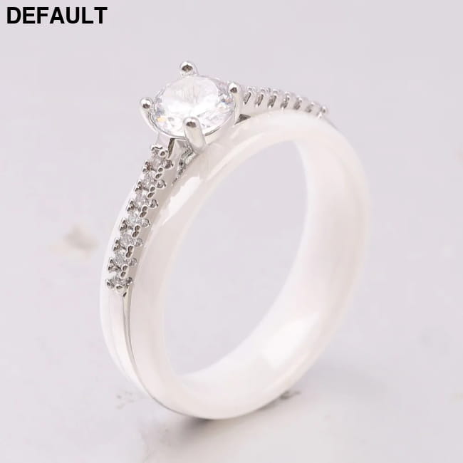 Kolmnsta 6mm Sparkling 4 Claws Round Zircon Ceramic Rings Wedding Best Selling Products
