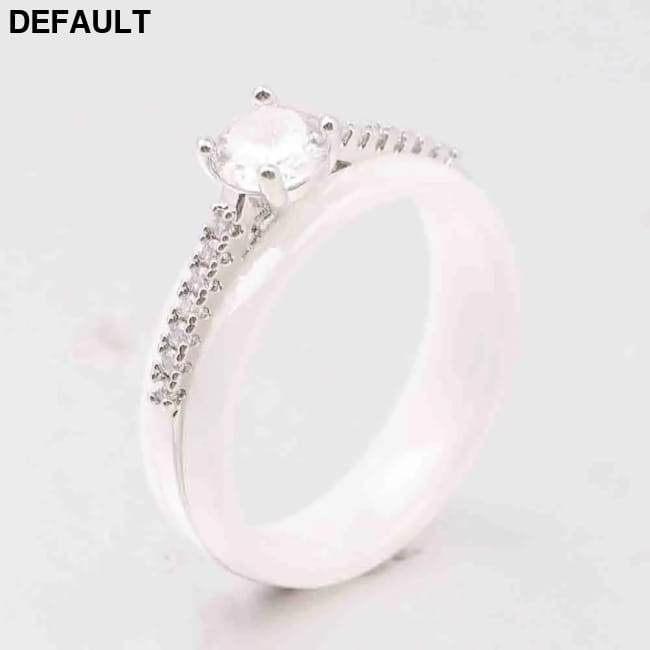 Kolmnsta 6mm Sparkling 4 Claws Round Zircon Ceramic Rings Wedding Best Selling Products