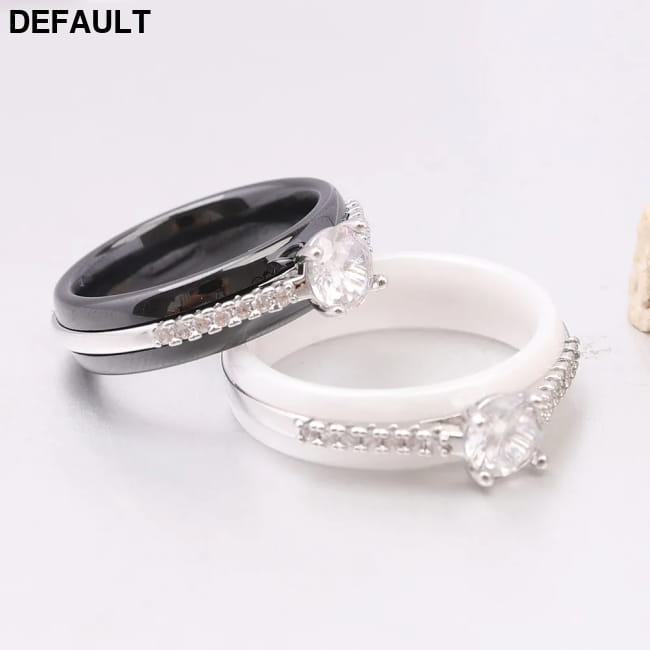 Kolmnsta 6mm Sparkling 4 Claws Round Zircon Ceramic Rings Wedding Best Selling Products