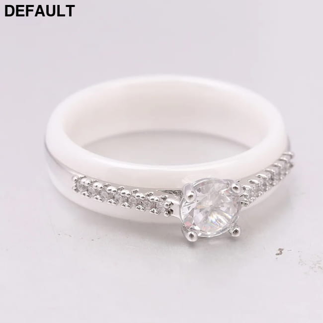 Kolmnsta 6mm Sparkling 4 Claws Round Zircon Ceramic Rings Wedding Best Selling Products