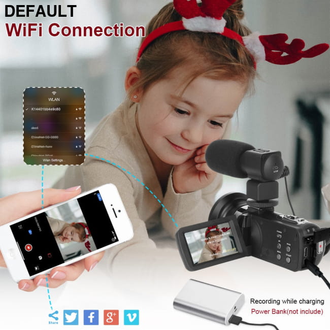 KOMERY 4K Video Camera 48MP 18X Digital Zoom Cameras Camcorders