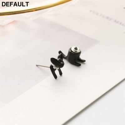 Korean Jewelry Harajuku Three-dimensional Pearl Animal Earrings Cat Men And Women Piercing Ear Stud As Main Image 0822