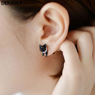 Korean Jewelry Harajuku Three-dimensional Pearl Animal Earrings Cat Men And Women Piercing Ear Stud As Main Image 0822