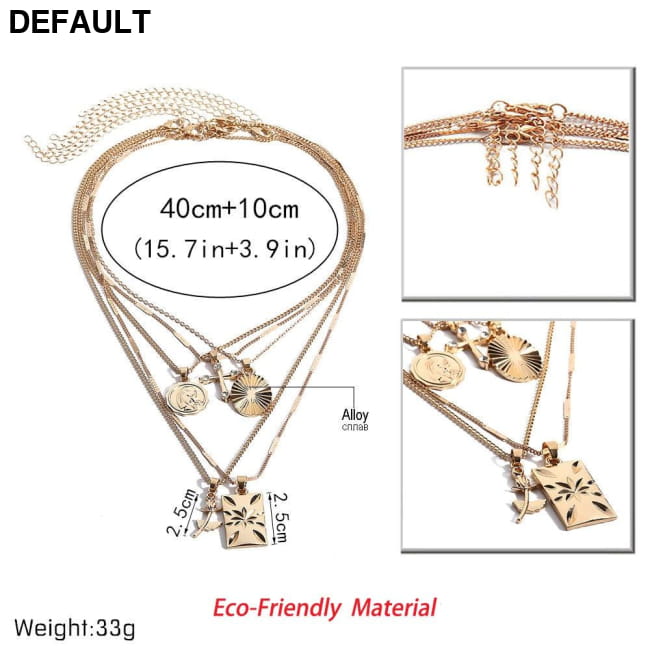 Layered Rose Cross Pendant Choker Necklace Set Boho Golden Sterling Silver Necklaces