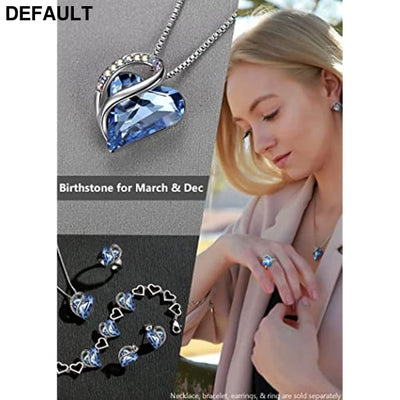 Leafael Mother’s Day Necklace; Infinity Love Heart Pendant with Birthstone Crystals; Jewelry Gifts for Women; Birthday