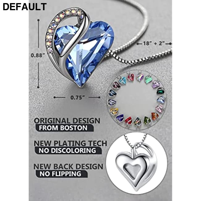 Leafael Mother’s Day Necklace; Infinity Love Heart Pendant with Birthstone Crystals; Jewelry Gifts for Women; Birthday