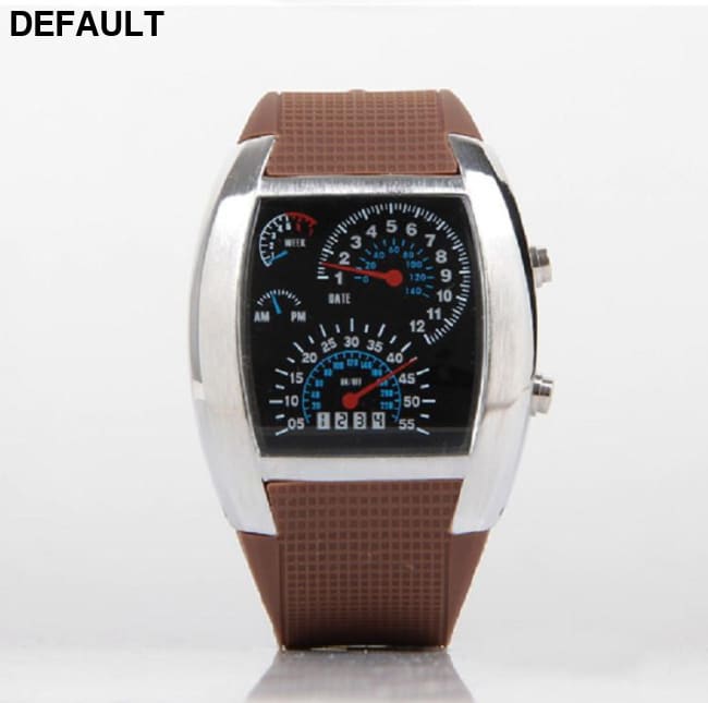 LED Rubber Watch Brown Men Sport Watches