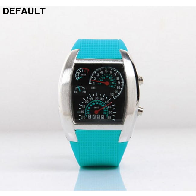 LED Rubber Watch Light Blue Men Sport Watches