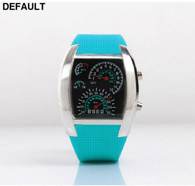 LED Rubber Watch Light Blue Men Sport Watches