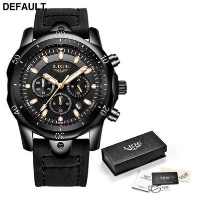 LIGE Blue Watch All black Men Sport Watches