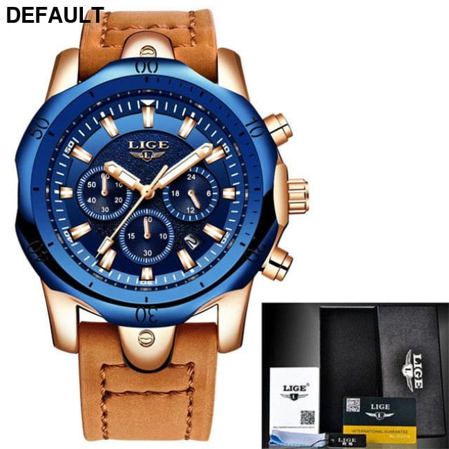 LIGE Blue Watch All rose Men Sport Watches