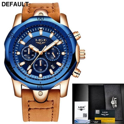 LIGE Blue Watch All rose blue Men Sport Watches