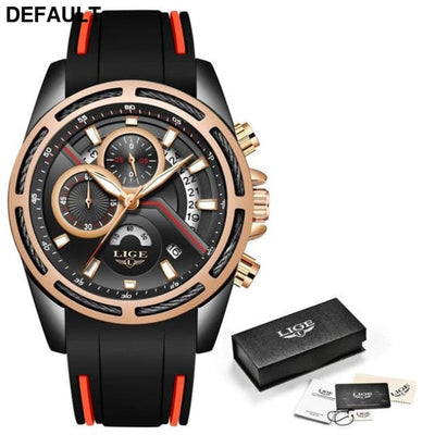 LIGE Blue Watch Black gold Men Sport Watches