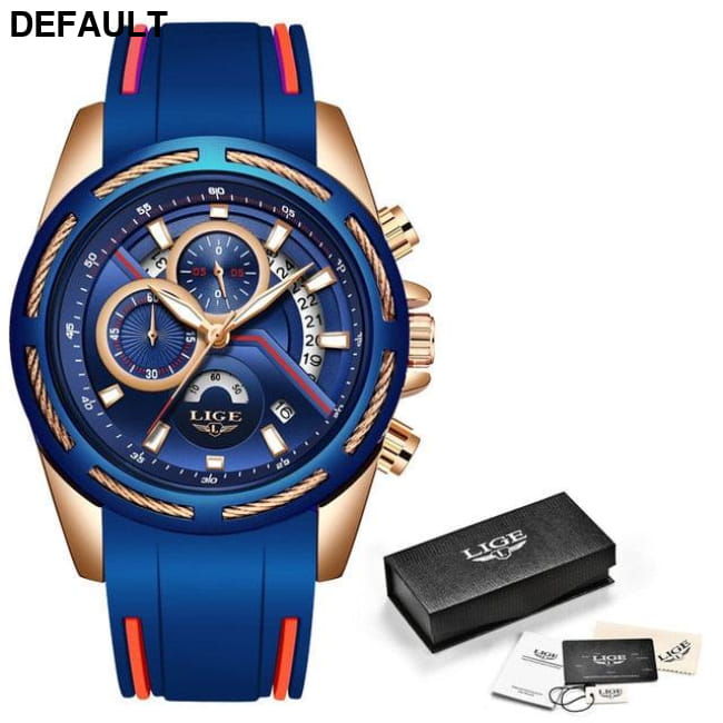 LIGE Blue Watch Rose gold 1 Men Sport Watches
